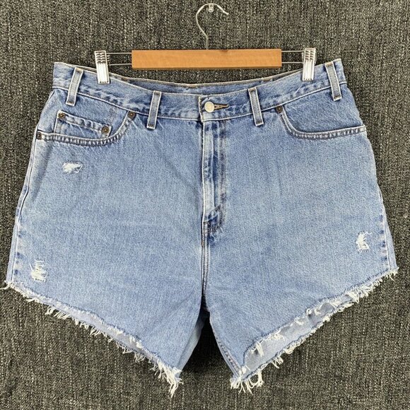 Vintage Levis 16W Jean Shorts Distressed Cut Offs Light Wash Denim 100% Cotton